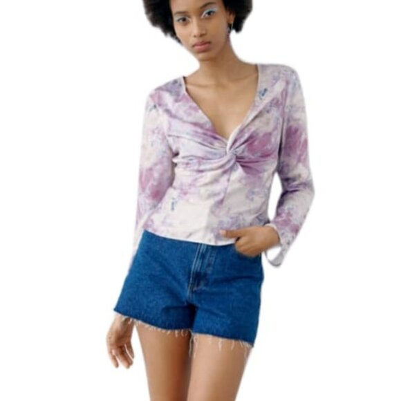 ZARA SATIN EFFECT PRINTED TOP PURPLE | 8351/245 - Picture 2 of 11